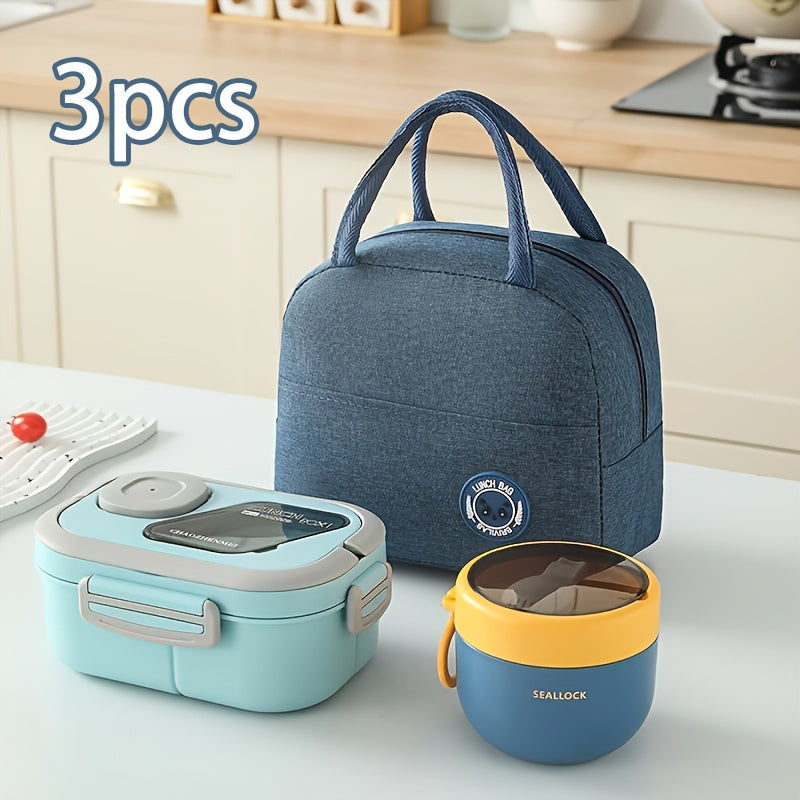 3pcs Heart Leaf Reusable Lunch Box Set with Insulated Carry Bag, Perfect for Office, Outdoor, School, Picnic, Back to School, Christmas & Halloween Themes