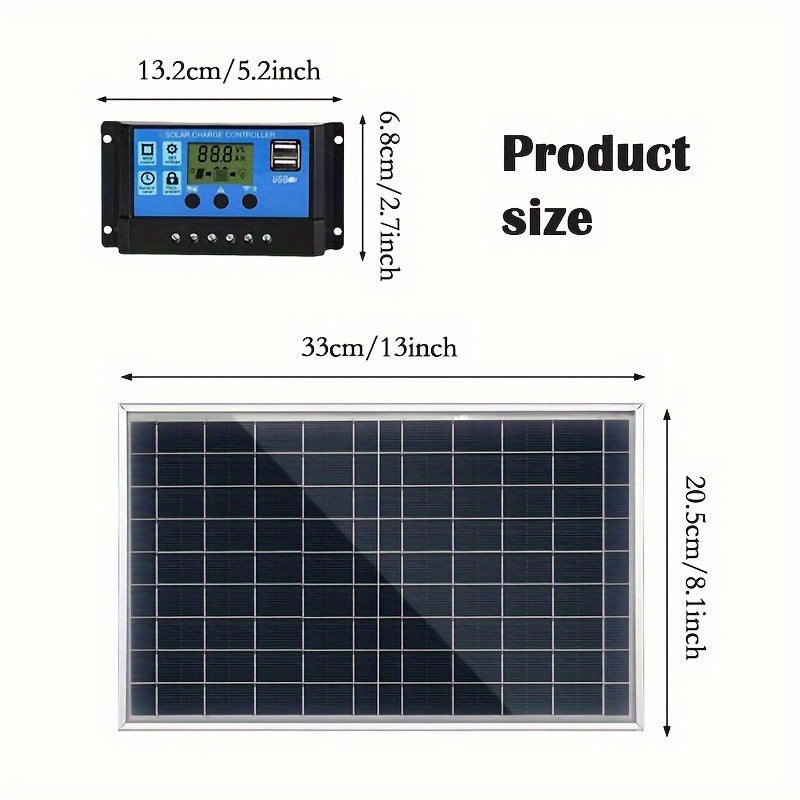 ZGZXSEXHZ Portable Solar Panel Kit with Controller, 12V-24V Output, USB Charger - Ideal for various outdoor uses.