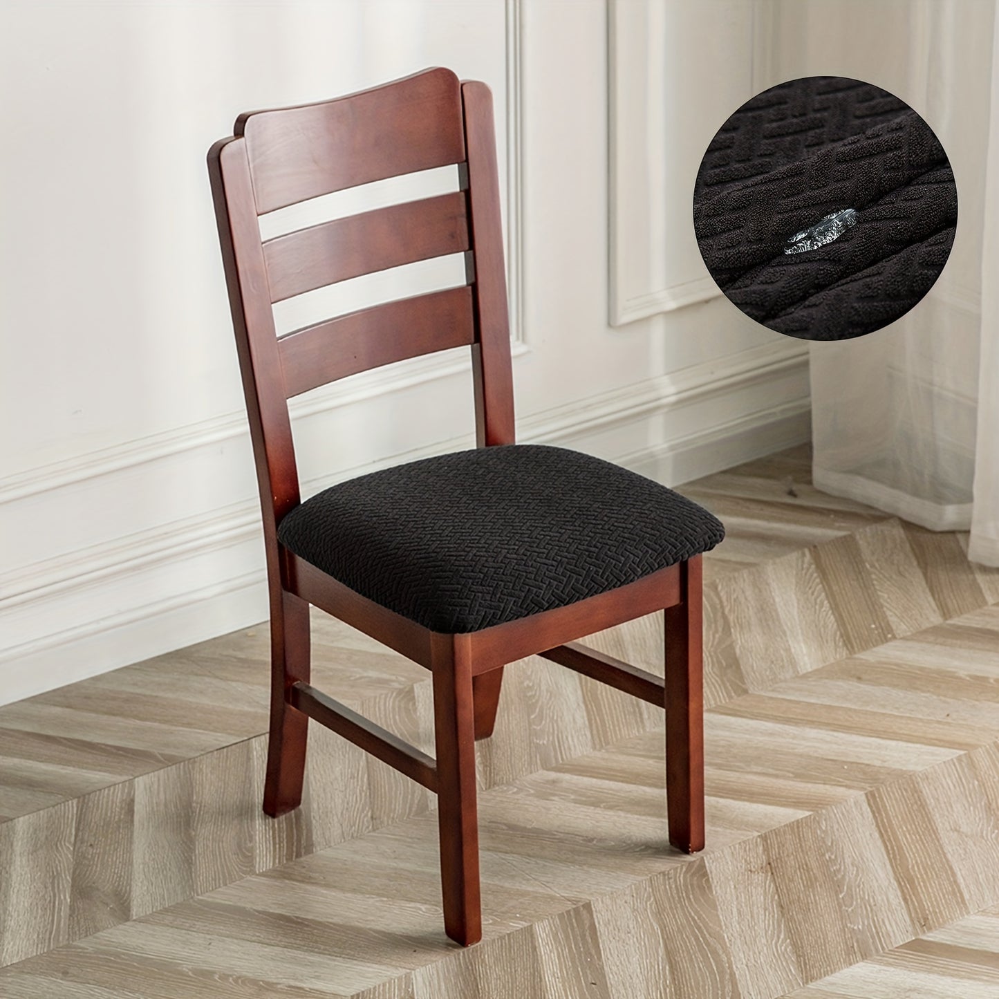 Waterproof restaurant chair covers in grid velvet jacquard style, suitable for protecting kitchen chairs from pets. Detachable, washable, and ideal for home decor.