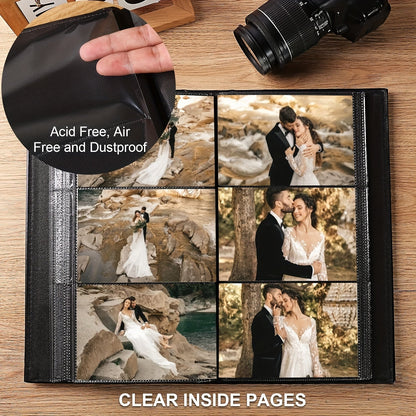 This premium PU leather photo album can store up to 300 4x6 photos, making it perfect for preserving memories from family events, weddings, anniversaries, travels, graduations, and more. With its large capacity and elegant design, it also makes an ideal