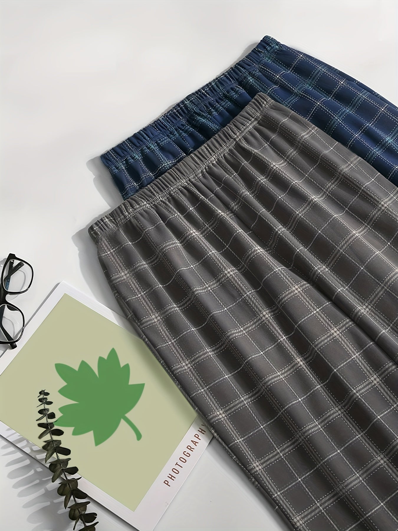 2 Cozy Plaid Lounge Pants for Men - Ultra-Soft with Stretchy Waistband, Relaxed Fit for Ultimate Comfort