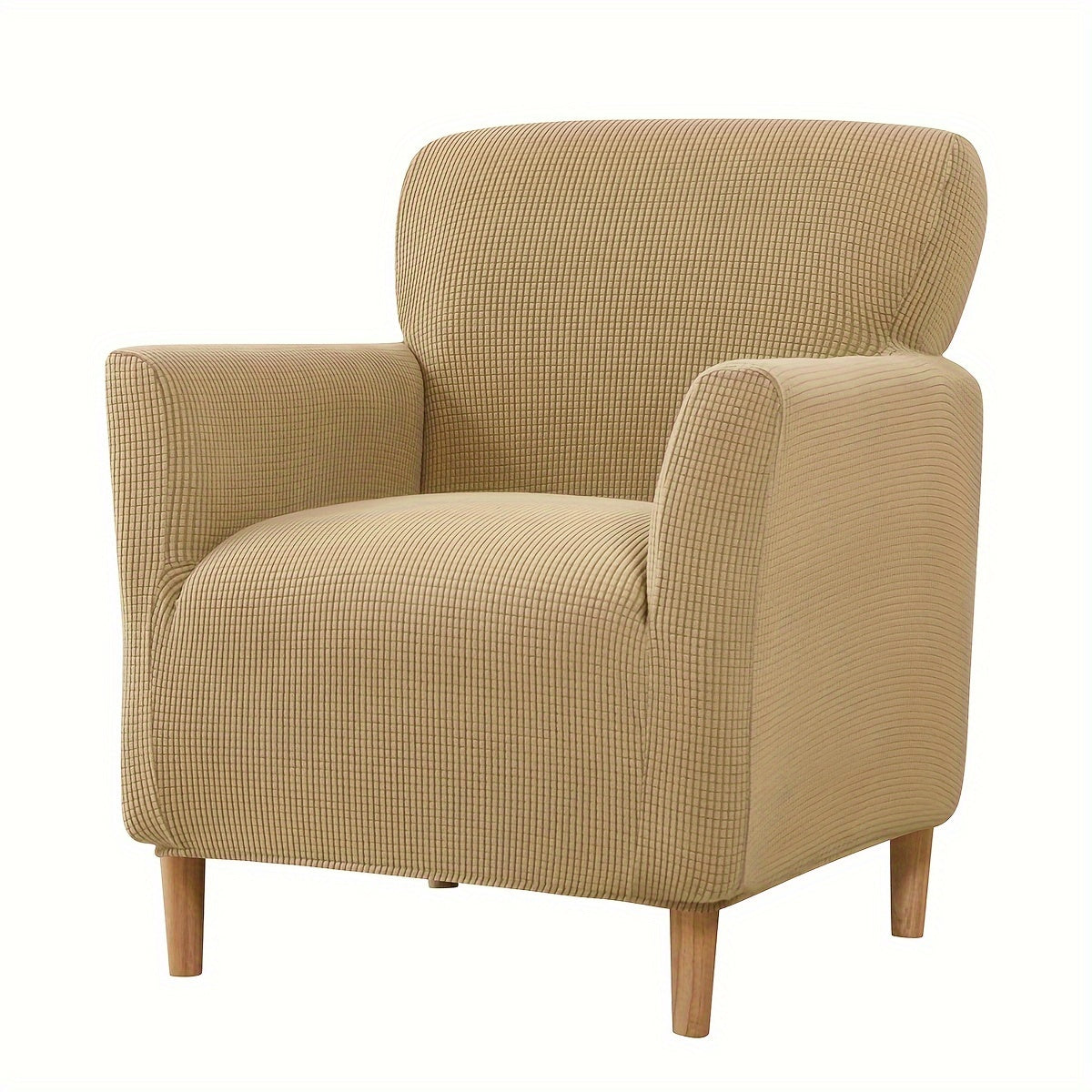 Modern armchair slipcover with slip-resistant design, machine washable polyester/spandex, and elastic-band closure - fits standard armchairs.