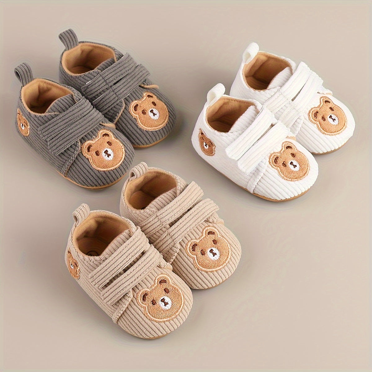 Spring and Autumn Cartoon Embroidered Bear Baby Boys Shoes, 3-9 Months, Anti-slip/Wear-resistant, Toddler & Children's Shoes, 1 Year Old.