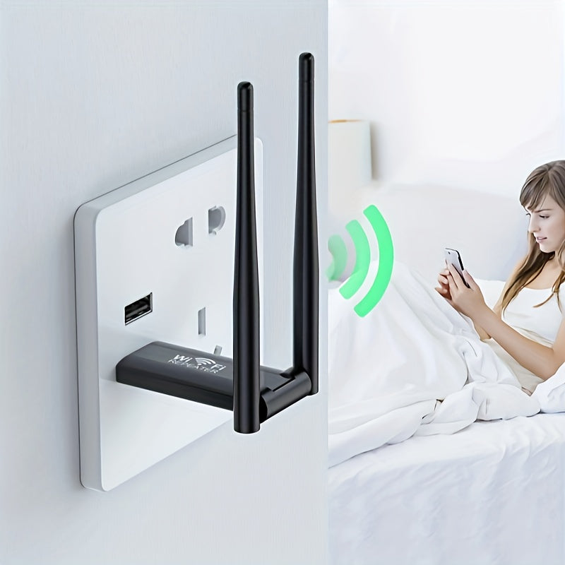 USB WiFi Extender - Boosts signal range and speed for home routing, noise-free, portable.