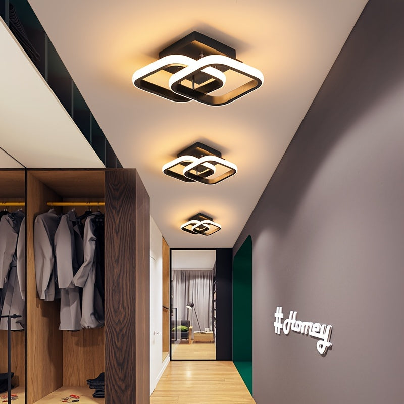 Modern LED flush mount ceiling light with adjustable color temperature, perfect for various rooms. Available in black or white.