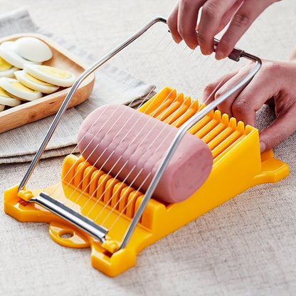 This Stainless Steel Manual Meat Slicer is great for slicing lunch meats and ham, making it the ideal kitchen tool for home cooking, especially when preparing dishes like ham and eggs.