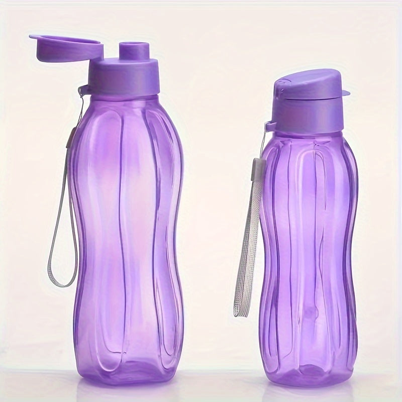 Portable water bottle with large capacity, lightweight BPA-free plastic, handle and lanyard for easy carrying, ideal for various outdoor activities.