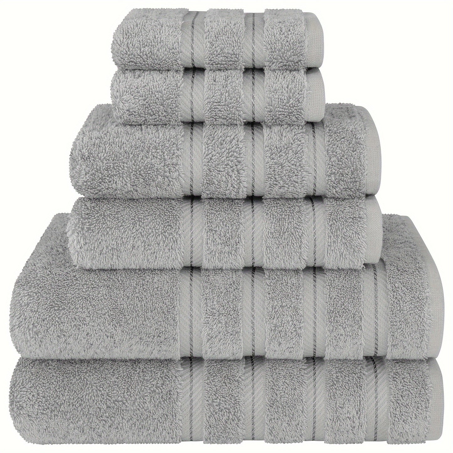 6-piece velvet towel set, thick and soft, absorbent. Suitable for home, hotel, etc. Includes towels in sizes 140.0*70.0cm, 75.01*34.01cm, and 34.01*34.01cm.