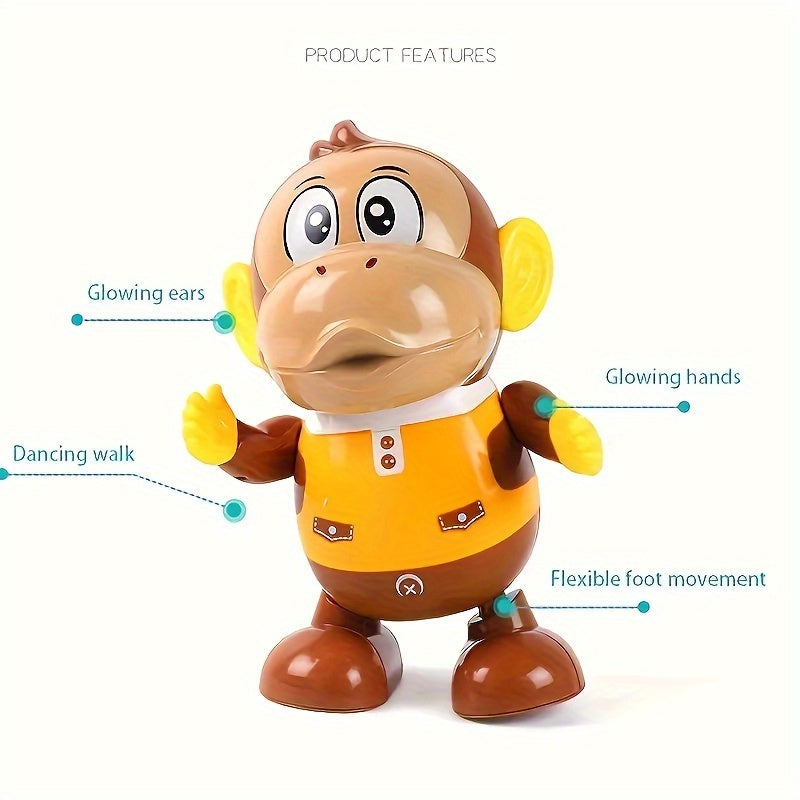 Engaging Dancing Monkey Toy with Lively Music & Lights - Adorable Robot Character for Kids Ages 0-3, Swinging, Walking, Nodding Actions, Sturdy Plastic Construction, Imported from China - Ideal Present for Kids