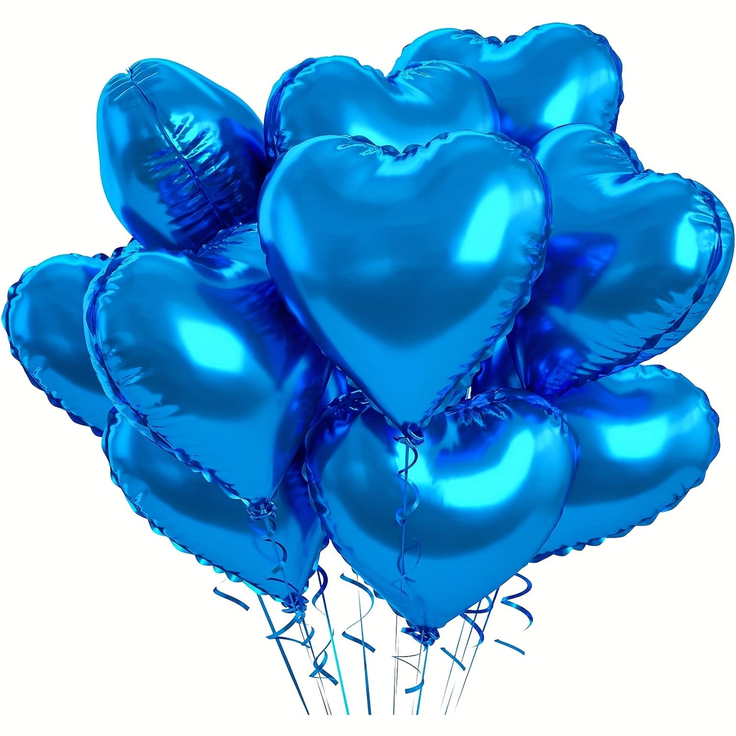 10-pack of heart-shaped aluminum foil balloons, perfect for Valentine's Day, birthdays, anniversaries, and holiday decorations.