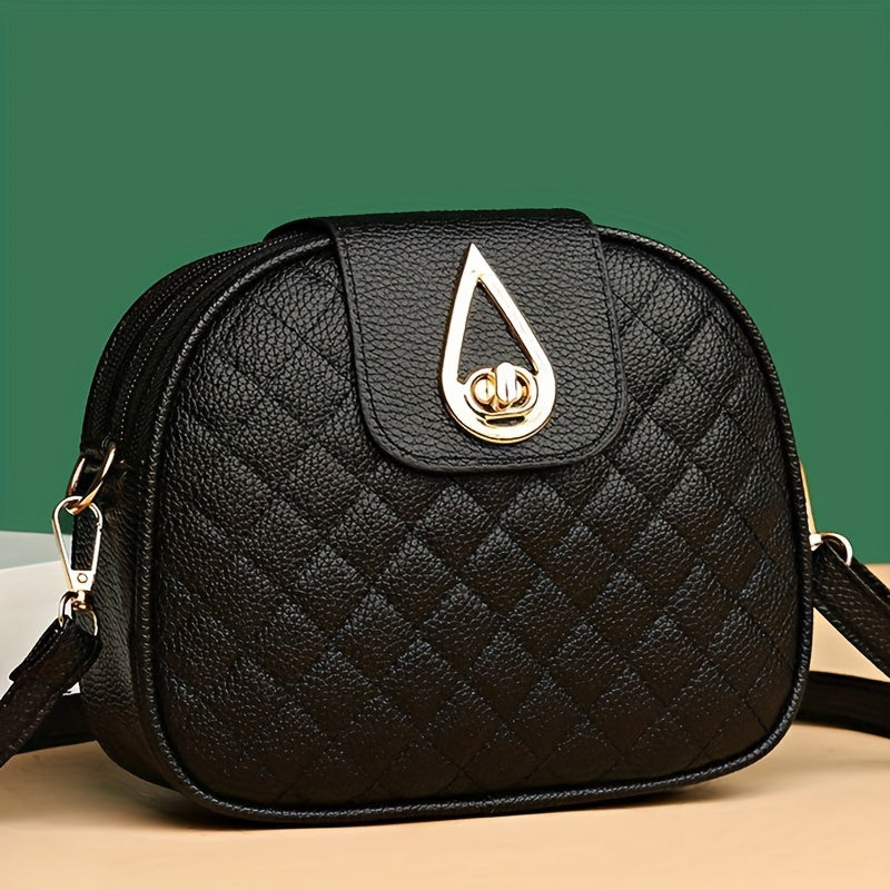 Popular black nylon crossbody bag for girls with quilted design, adjustable strap, and zip closure.