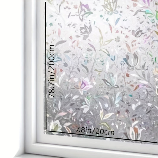 Decorative Rainbow Tulip Privacy Film, 19.81cm x 199.9cm, Stained Glass Effect, Sun Protection, Frosted Cling for Office and Home, GDGDSY, Ideal for Room Decor