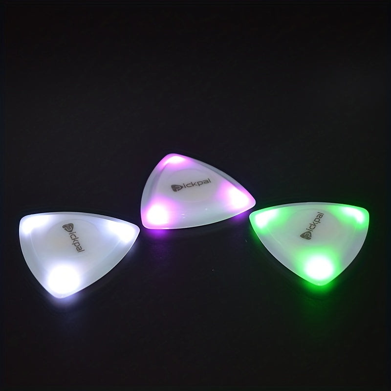 Get the PickPal LED Illuminated Guitar Pick with Wooden body and Multi-Color Lighting Options (White/Green), long battery life.