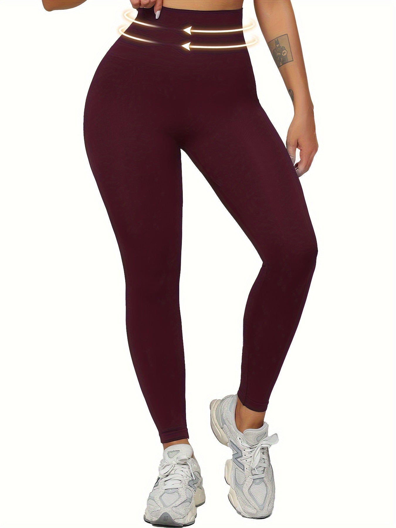 High-waist seamless leggings for women with tummy control, butt lifting, and 9/10 length. Made of nylon stretch fabric, comfortable, non-see-through, ideal for yoga and outdoor activities.