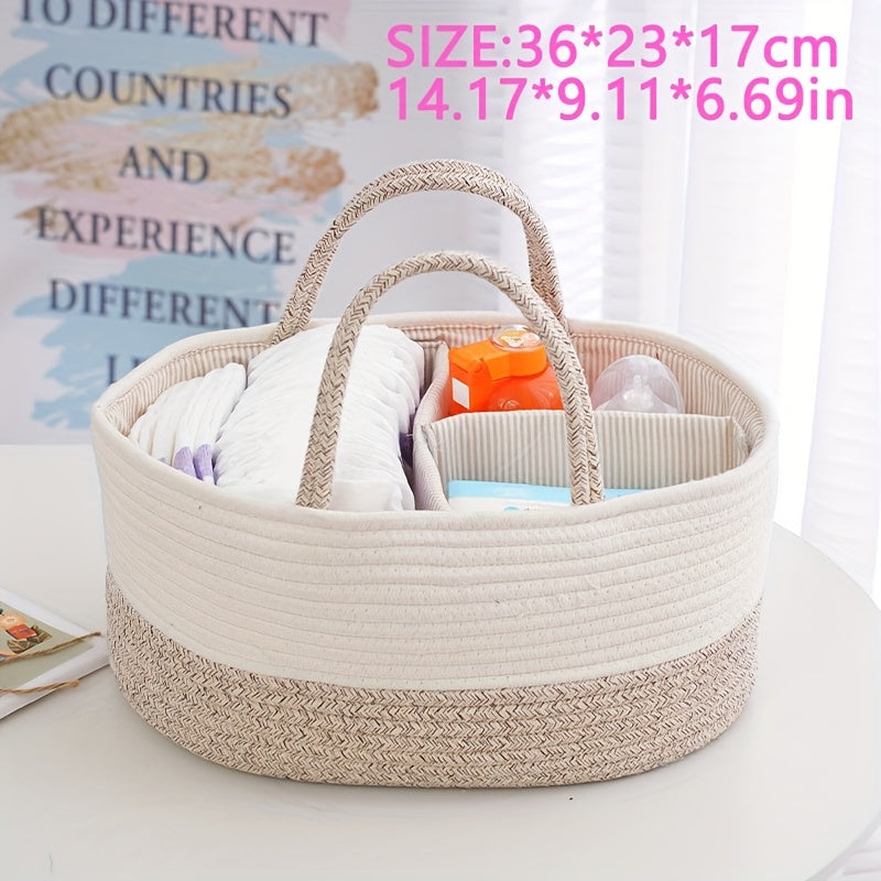 Versatile Storage Basket with Divided Compartments - Easily Portable Alphabet Design for Organizing Milk Bottles, Diapers, Baby Essentials, and Infant Supplies. This European-inspired Rope Laundry Basket offers ample storage capacity for your Home