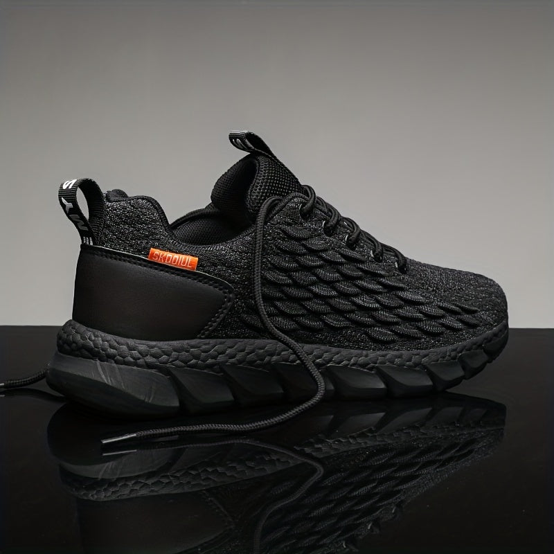 Breathable lace-up sneakers with shock-absorbing feature for men's running.