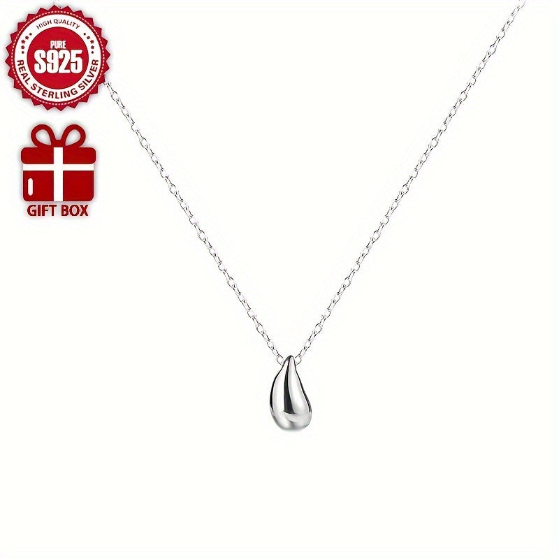 Exquisite teardrop pendant necklace made from high-quality 925 sterling silver with 18K golden plating. Hypoallergenic and designed to be gentle on skin. Comes with a stylish clavicle chain and a gift box. Perfect for everyday wear and special occasions.