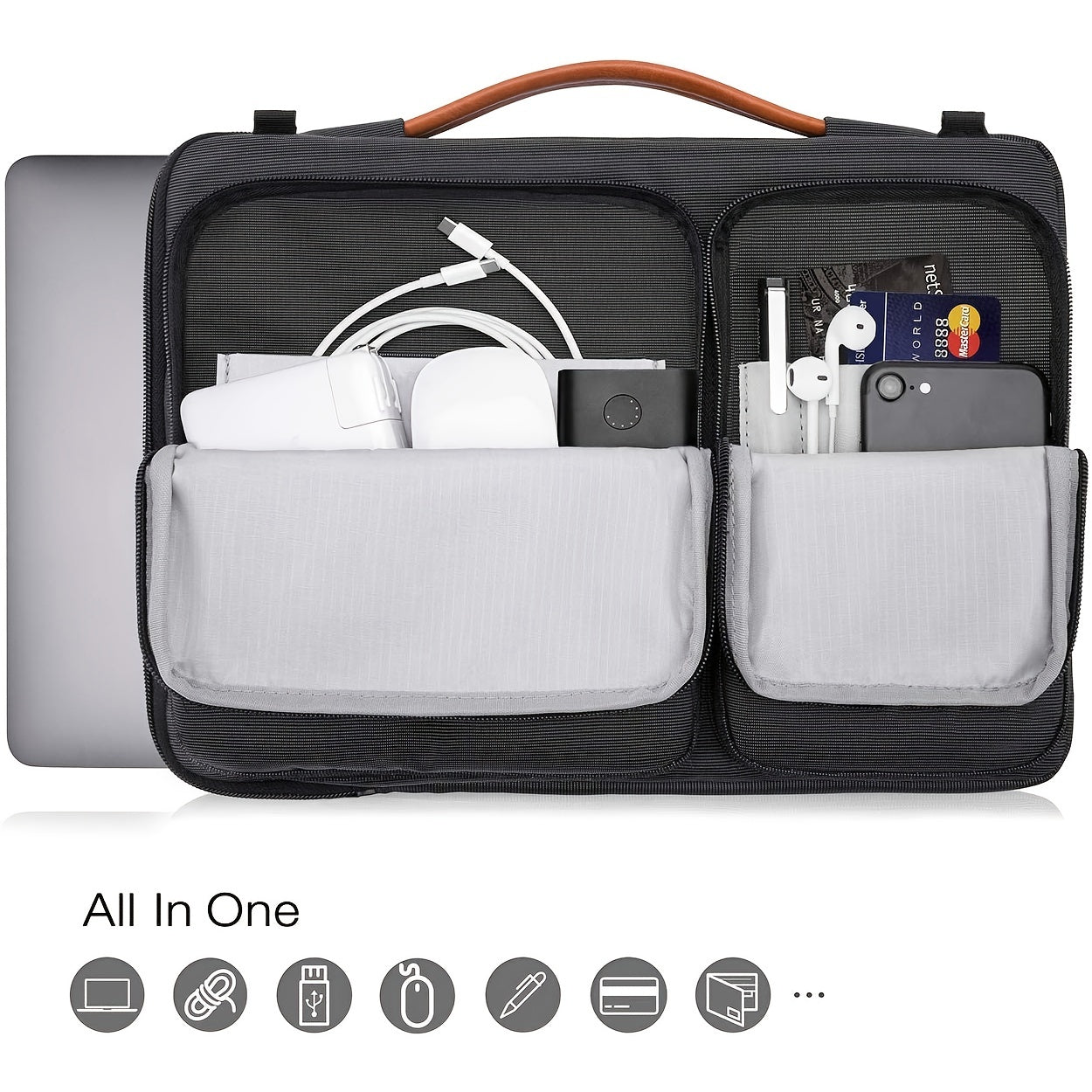 33.02/35.56/39.62 Cm Laptop Shoulder Bag, Waterproof 360 Protective Case with Shoulder Strap and Handle