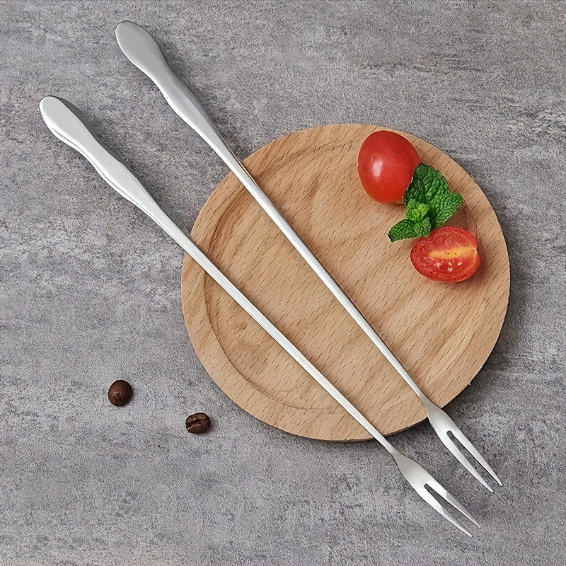 Stainless steel pickle forks – long handle jar grabber for fruit and cocktails. Kitchen tool, supplies.