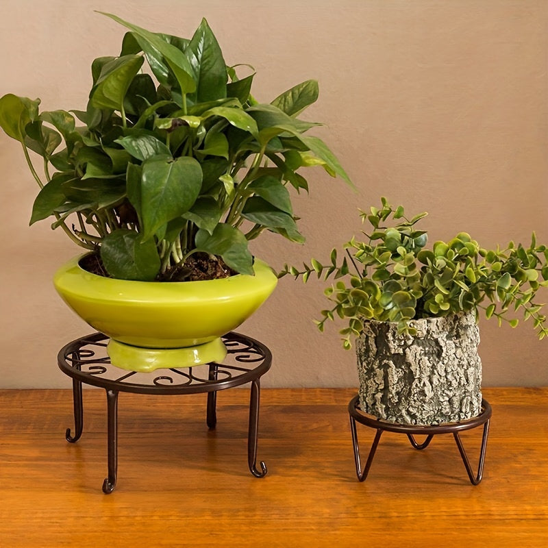 2 heavy duty rustproof iron plant stands for indoor/outdoor use.