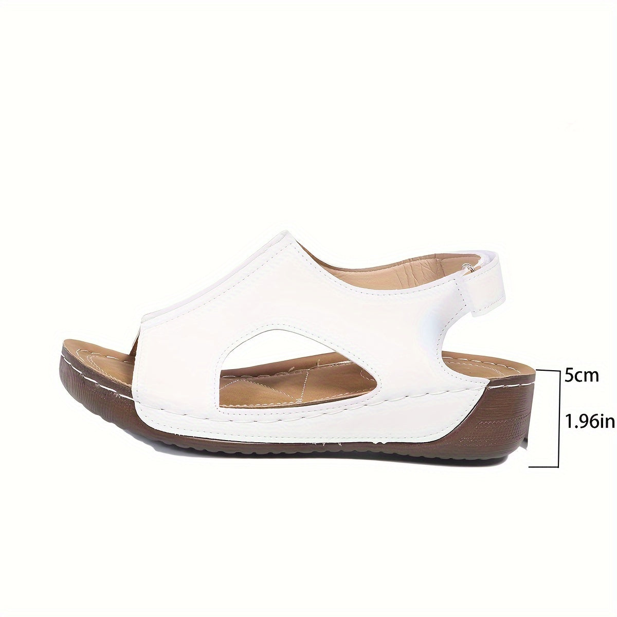 Women's Retro Wedge Sandals with Open Toe, Hook-and-loop Fastener Closure, Faux Cover, All-Season Comfort.