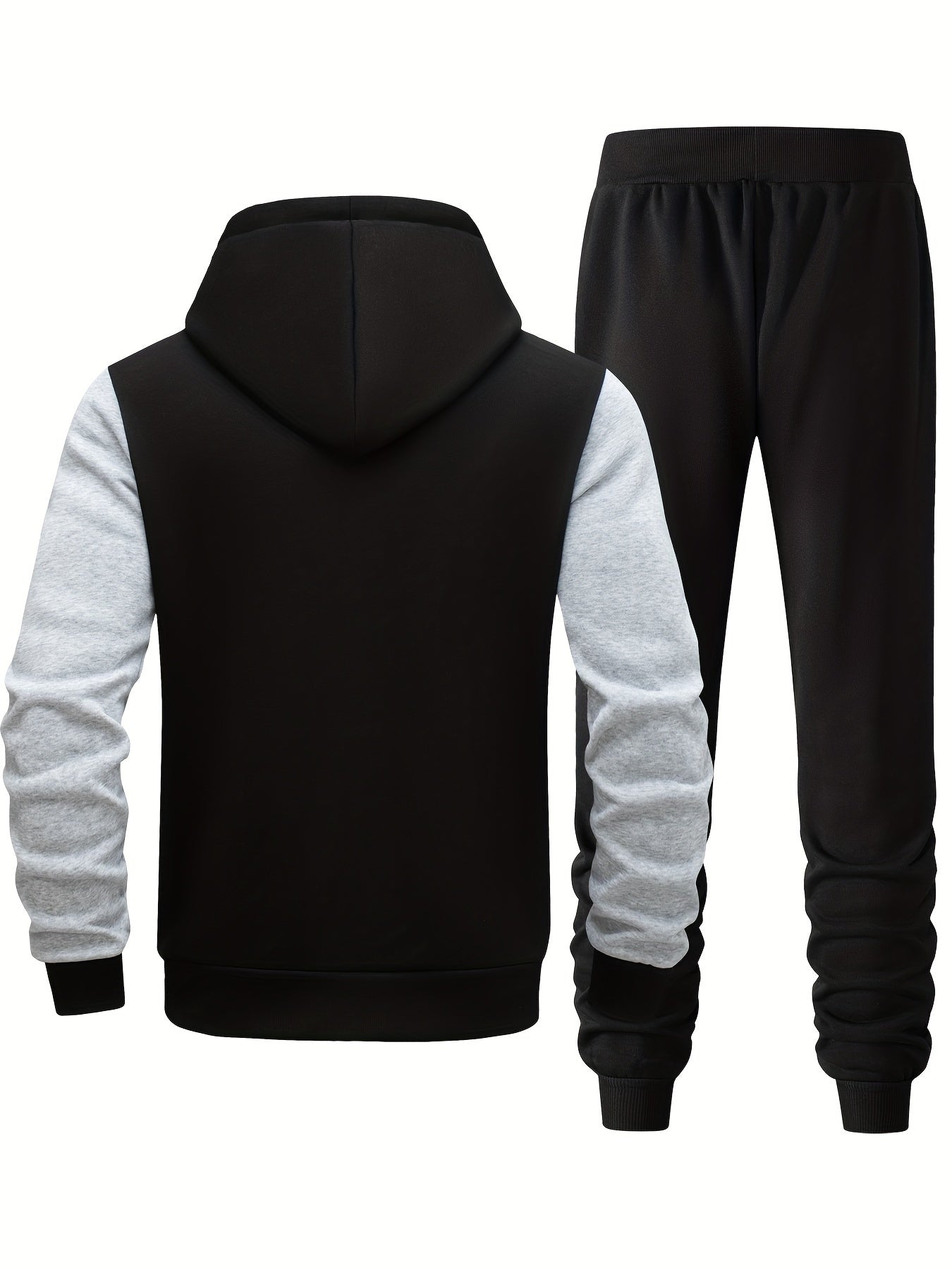 Men's two-piece letter print sweatshirt set for sports and casual wear.