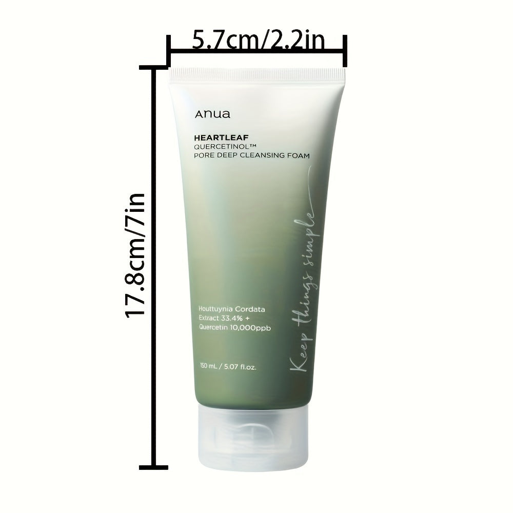 Heartleaf Quercetin Pore Deep Cleansing Foam, 5.07 Fl.Oz (150ml) with Sebum Control and Gentle Skin Care.