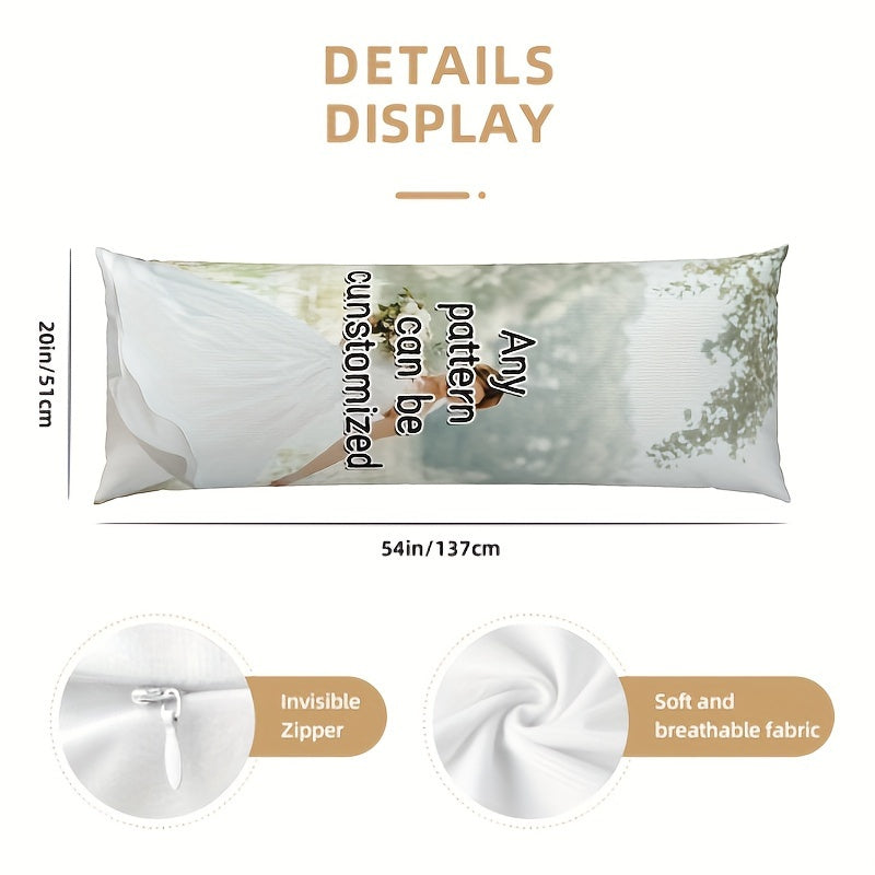 Personalized Double-Sided Print Body Pillowcase with Custom Photo & Text - Soft Plush Fabric, 50.8x137.16 cm - Ideal for Home Decor & Gift Giving