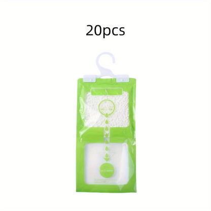 Set of 20/30/40 dehumidifying bags for absorbing moisture and drying in indoor wardrobes. Can be hung to keep dormitories and households moisture-proof.