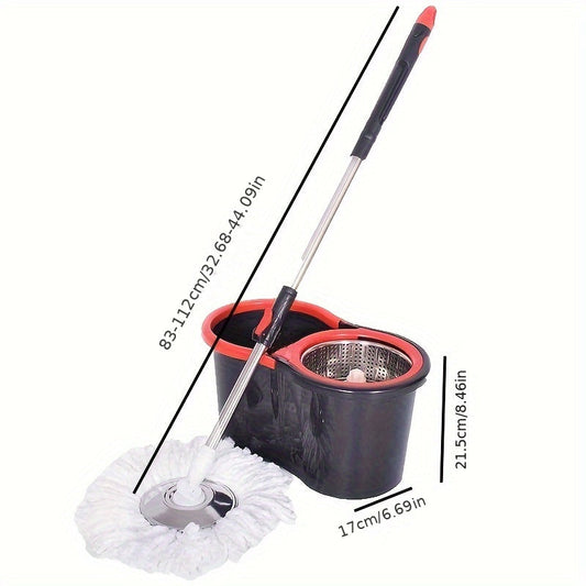 360° Magic Spin Mop and Bucket Set with 3 Microfiber Heads - Ideal for Home and Office Cleaning - Durable Stainless Steel Handle - Suitable for Use on All Surfaces