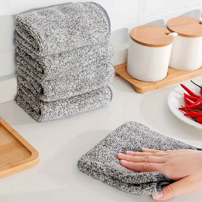 Get a set of 5 or 10 Bamboo Charcoal Polyester Cleaning Cloths that are perfect for all your cleaning needs. These multi-purpose, absorbent cloths are ideal for use in the kitchen, bathroom, living room, bedroom, and even outdoors. They are designed for