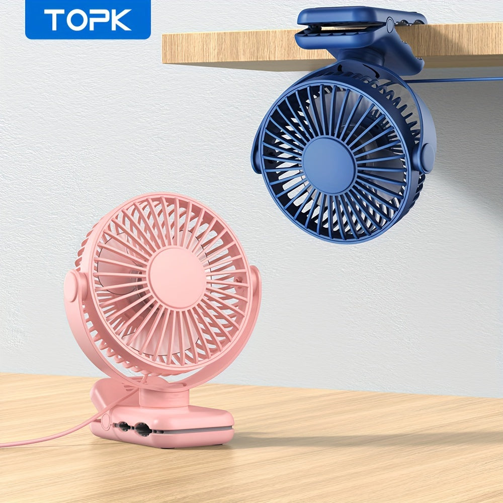 Get your hands on the TOPK K62B Portable USB Clip On Desk Fan, featuring a brushless motor for whisper-quiet and powerful airflow. The strong clamp ensures secure attachment, while the stylish design and high-quality construction make it the perfect mini