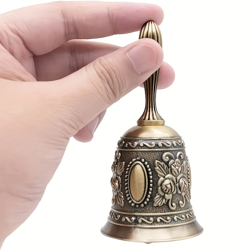 1pc Elegant Antique Brass Handbell for Wedding, Eid Mubarak, and Traditional Celebrations - Tan