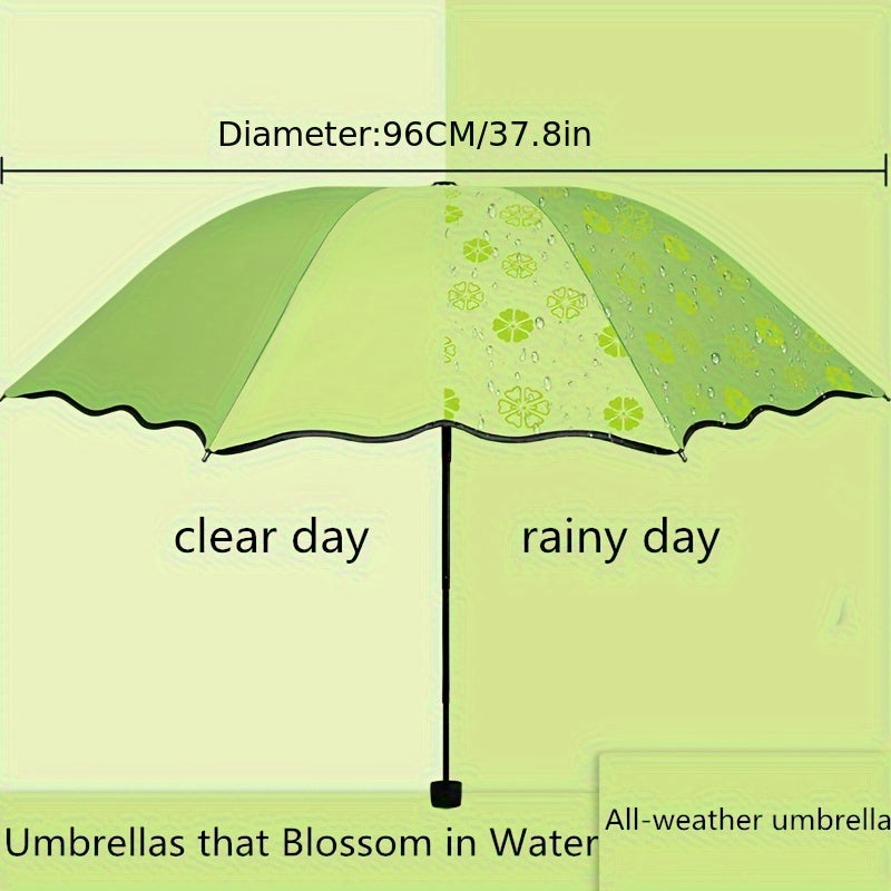 Waterproof folding umbrella with sun protection and wind resistance, Blossoming In Water Sun Umbrella.