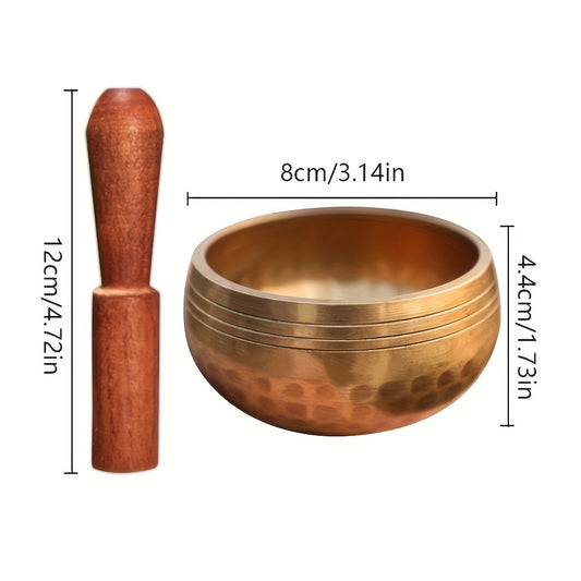 8.0 cm Handcrafted Tibetan Singing Bowl Set for Yoga, Sound Healing, Chakra Balancing, and Mindfulness Practice - Includes Mallet for Easy Playing