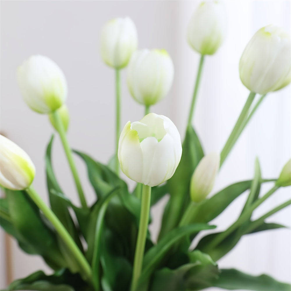 15pcs Real Touch Artificial Tulip Bouquet - Ideal for weddings, engagements, home, and garden decor. Vase not included.