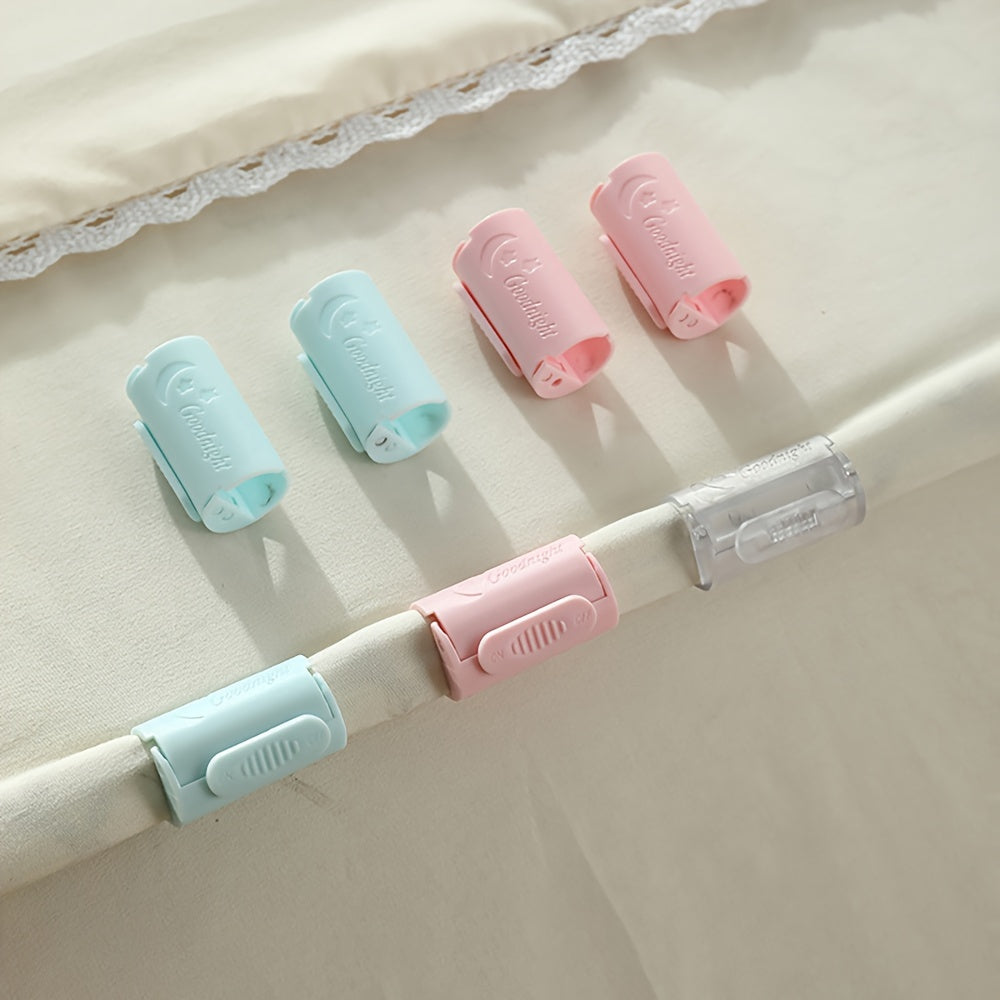 A versatile 5X Multi-functional needle-free clip designed for securing bed sheets, kitchen snack bags, and various items. This clip can also be used to organize data cables, towels, and hold bed sheets in place without the use of needles, ensuring no