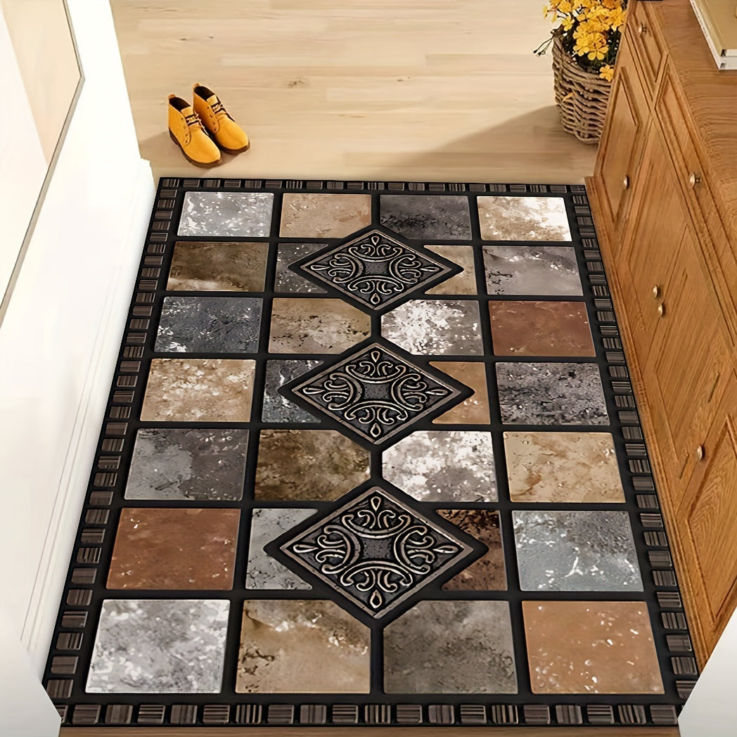 Embossed Diamond Pattern Vintage Rug: 90cm x 36.43inch Entryway Mat - Ideal for Doorways, Bedrooms, and Bathrooms