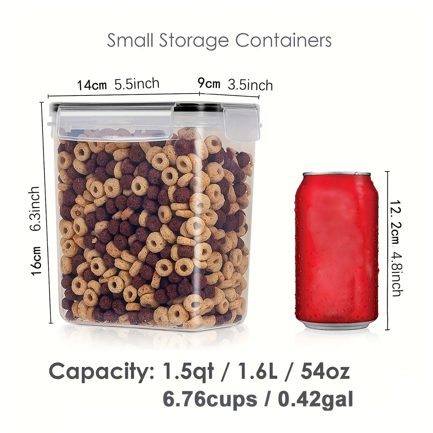 6/12pcs Cereal Storage Container Set, 1.6L / 54oz, BPA-free plastic, Airtight, Labels included. Perfect for RV organization.