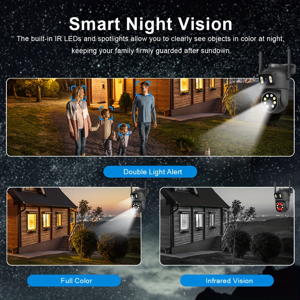 8MP Dual Camera WIFI Surveillance with Two-Way Audio, Motion Tracking, Night Vision - Indoor/Outdoor Security Monitoring with Memory Card Support