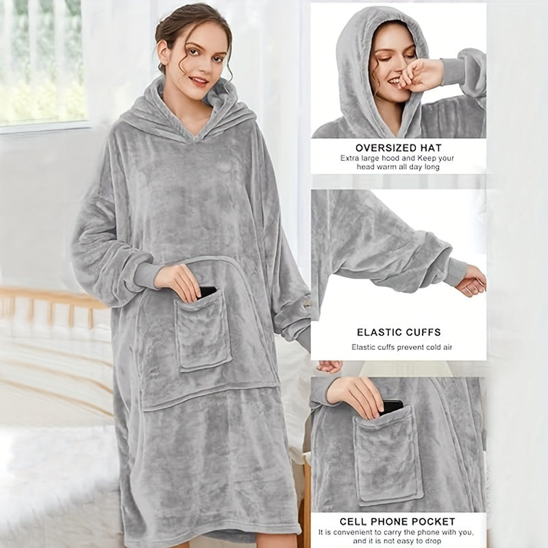 Wearable Blanket Hoodie for Women and Men - Oversized, Super Soft and Warm Sweatshirt Blanket with Big Pocket - Comfortable and Cozy for Adults