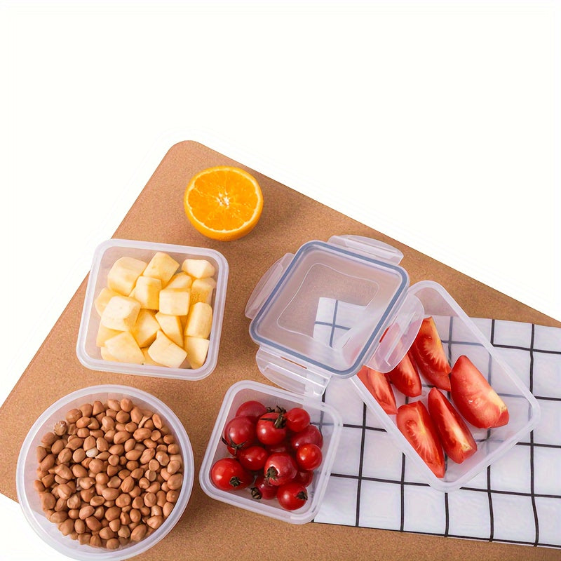 Airtight Plastic Lunch Boxes with Rectangular Design, Heat-Resistant, Sealed Food Storage Containers, Versatile and Reusable, Includes Snap-On Lids, Ideal for Kitchen, Refrigerator, Microwave, and Travel, Available in 4 Different Sizes.