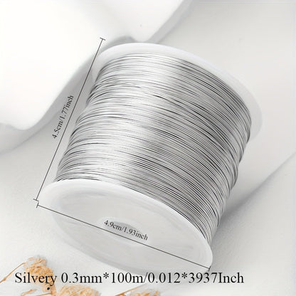 Roll of copper wire, 100 meters long, for DIY handmade hair accessories, headwear accessories, soft wire bracelets, bead stringing, pearl necklace threading, bead wrapping, styling, and shaping.