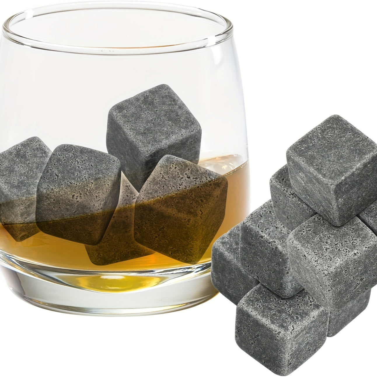 Reusable Whiskey Ice Stone Set, ideal for those who enjoy whiskey, makes a great gift for men, fathers, husbands, and friends celebrating their birthdays.