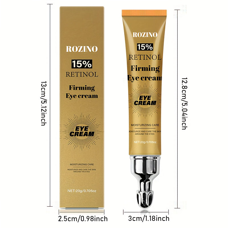 ROZINO 20g Retinol Firming Eye Cream: Smooth, moisturize, and elasticize eye skin. Non-greasy, gentle on all skin types. Hypoallergenic with glycerin for hydration.