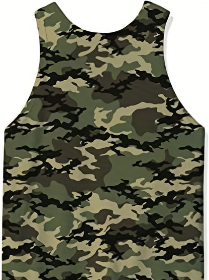 Men's camo tank top for bodybuilding and summer fashion, best-sellers for plus size men.