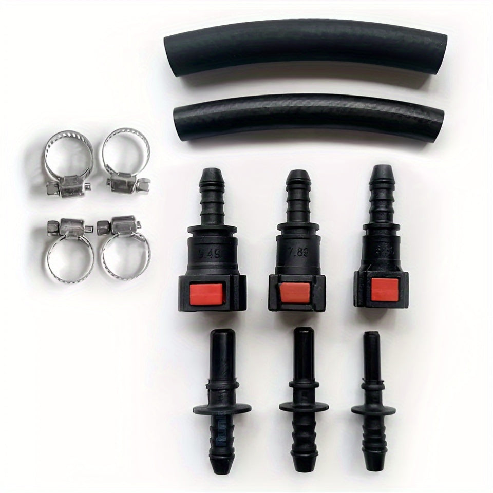 Fuel Pressure Test Kit for Car, Motorcycle, Truck with 3 size connectors, 0-100 PSI Gauge.