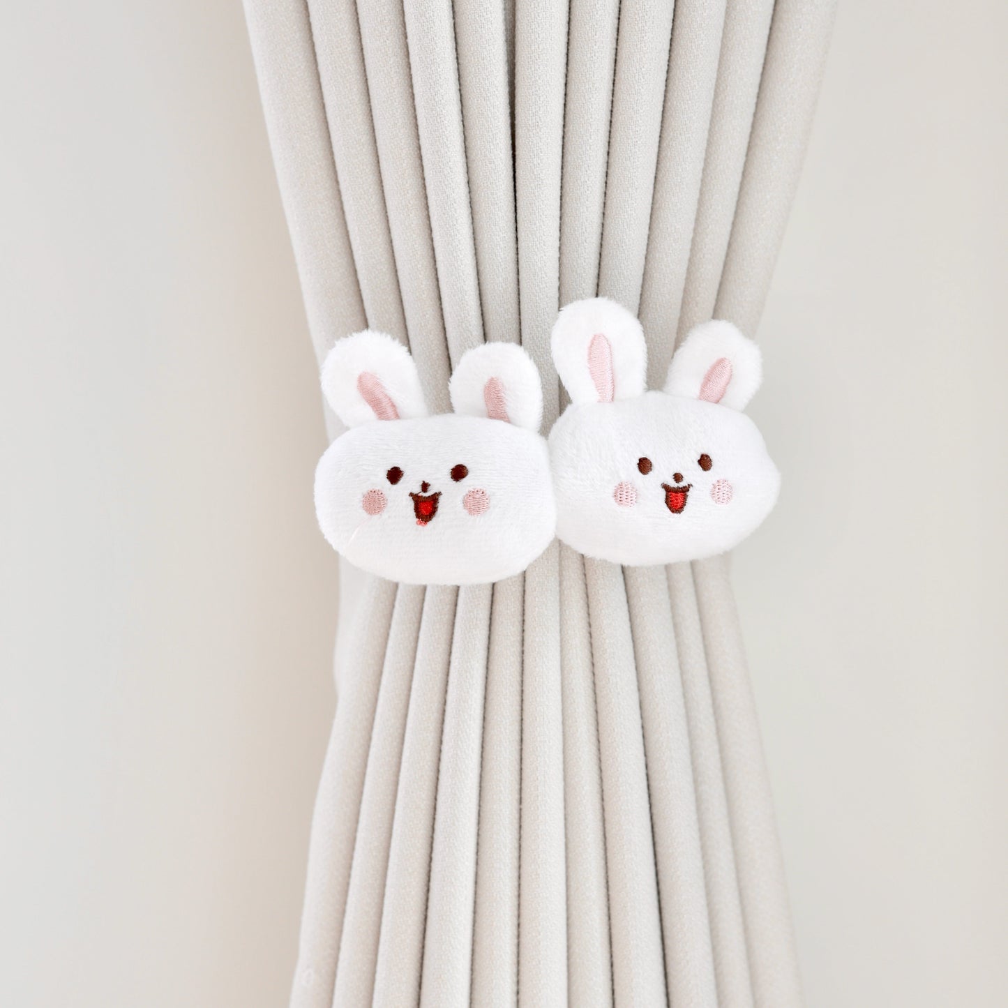 Adorable Korean Cartoon Curtain Tie featuring Little Bear and Rabbit, perfect for Children's Room Decoration. Decorate with this Creative Ribbon Buckle to add a touch of Cutness to your curtains!