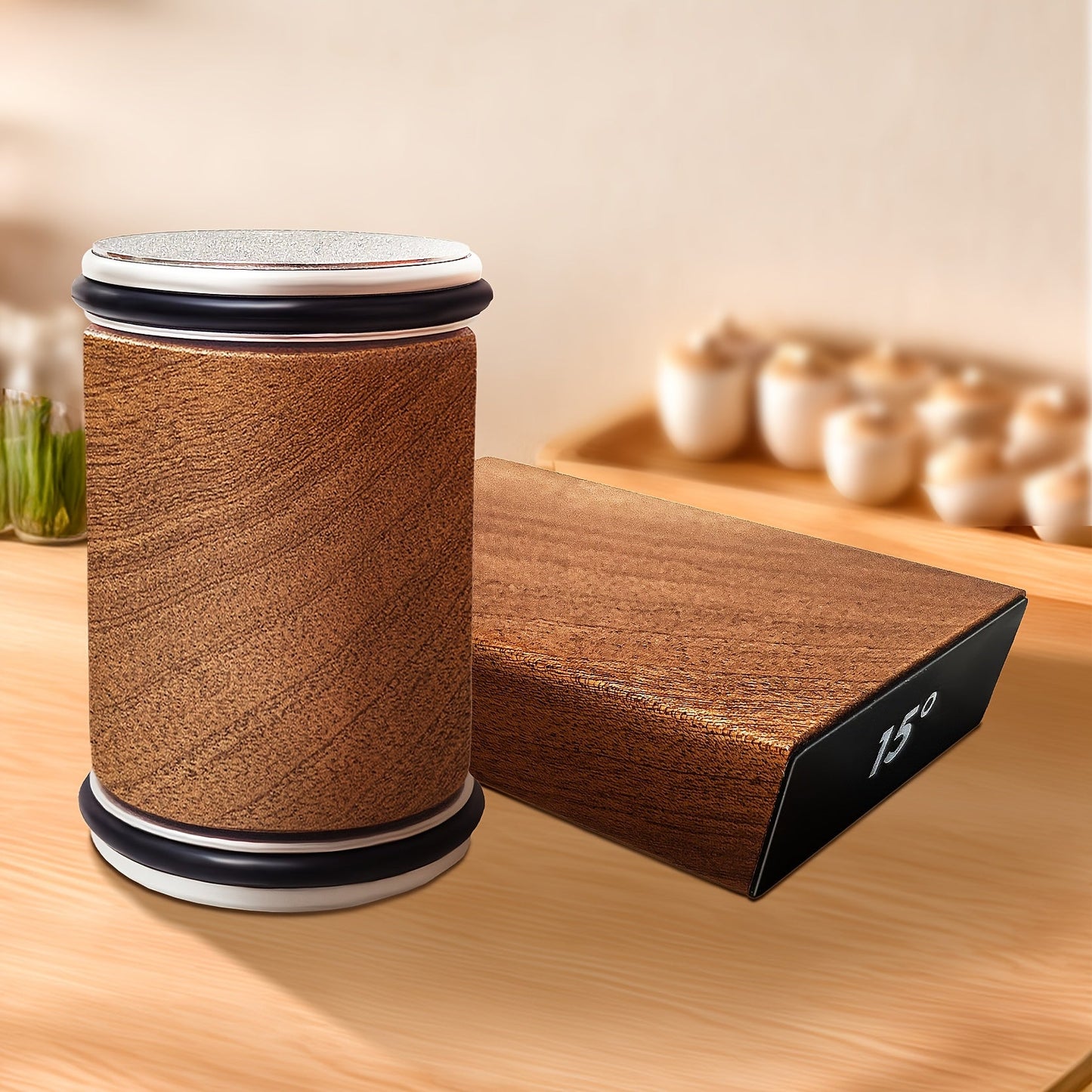 Top-Quality Wooden Knife Sharpener - Adjustable Angles of 15° and 20°, Portable Design, No Need for Batteries - Perfect for Both Home Kitchens and Restaurants