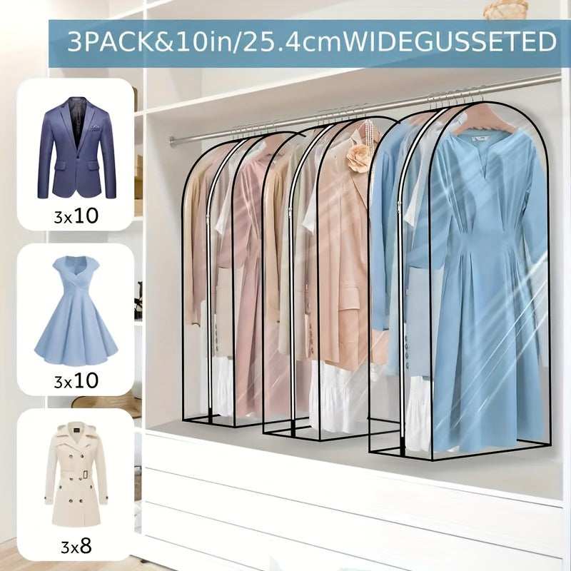 Clear Plastic Garment Bag with Zipper Closure - Ideal for Wardrobe Storage of Suits, Coats, Dresses, Shirts, and More